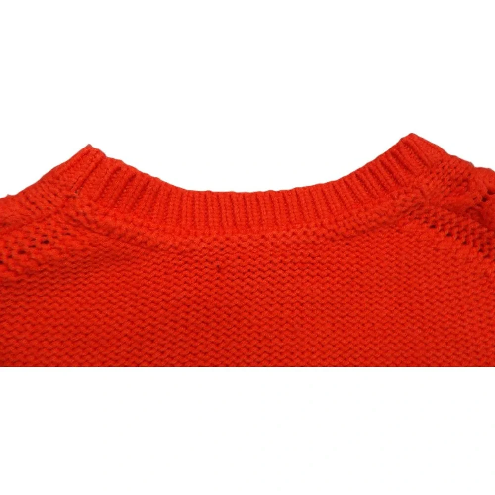 Tommy Hilfiger Cable Knit Sweater Women S Red Wool Blend Crewneck Pullover Logos